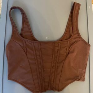 Brown Corset-Style Crop Top